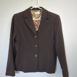 Laura Petites Three-Button  Brown Blazer, Size 6
